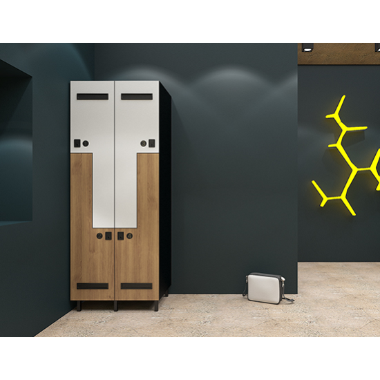 4 Kisilik Z Kapakli Soyunma Dolabi Gövde ve Kapaklar 12 mm Kompakt Laminat 80x40x180