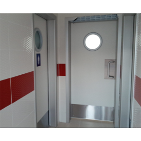 Alüminyum Kasa , Laminat Kapı, Lumboz camlı, paslanmaz tekmelikli, çekme boru kollu market giriş kapısı 100*220